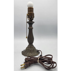 ☆Tested and Works Solid Metal Lamp Base Marked Tiffany Lilly Pad